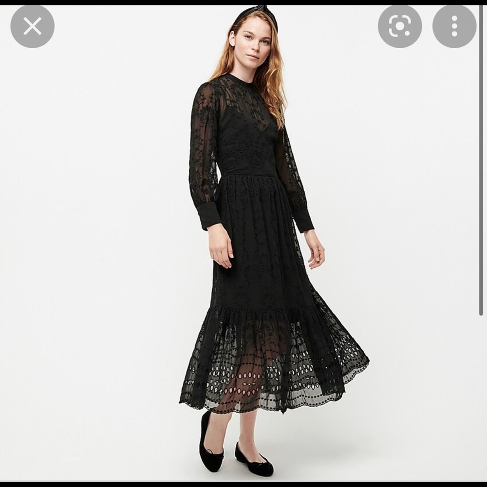 NWT J.Crew Embroidered Long Sleeve Midi Dress